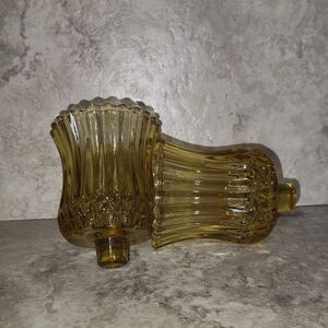 Vintage Amber Glass Candle Holders Set Of 2